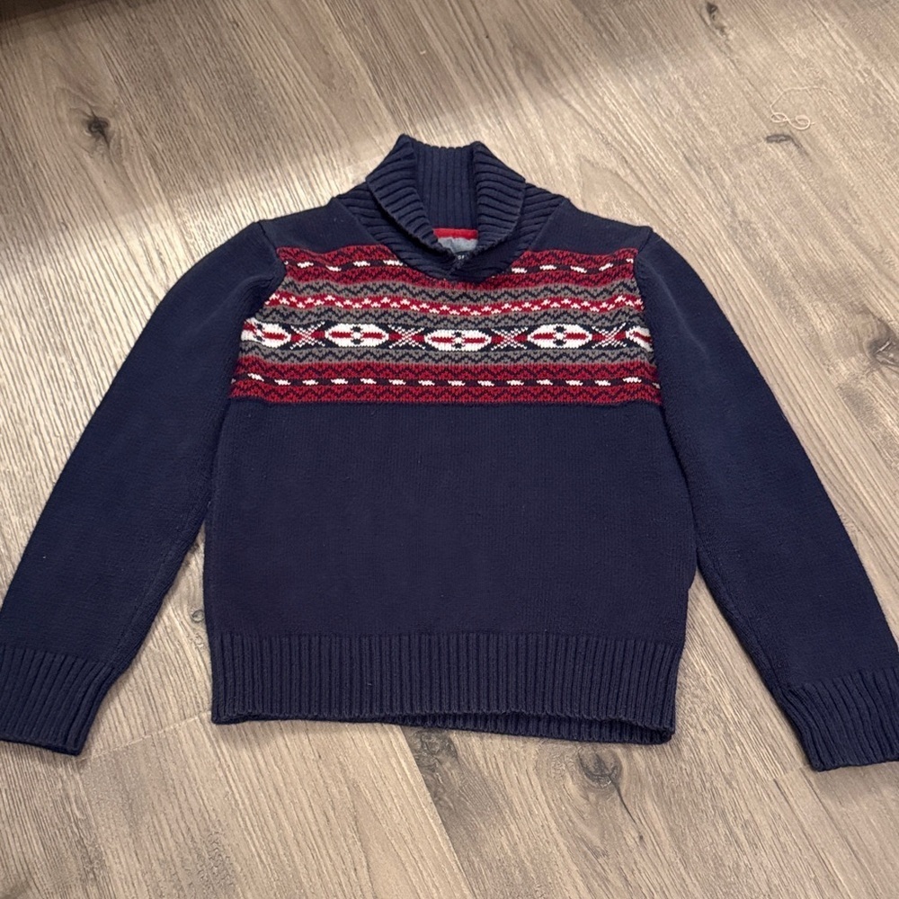 Tommy Hilfiger Navy Sweater with Red and White Pattern